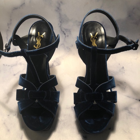 Saint Laurent Velvet Tribute Sandal size 39 - Picture 2 of 4